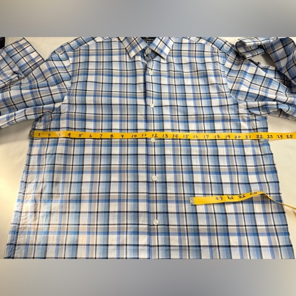 HART SCHAFNER MARX Blue and white plaid long sleeve button down shirt size L - Picture 11 of 12